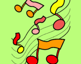 Dibujo Notas en la escala musical pintado por tabitabibiti