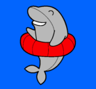 Dibujo Delfín con flotador pintado por elbombero