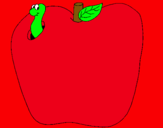 Dibujo Gusano en la fruta pintado por vaniajz