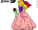 Dibujo Barbie vestida de novia pintado por p999