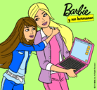 Dibujo El nuevo portátil de Barbie pintado por famosas