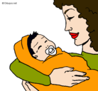 Dibujo Madre con su bebe II pintado por elianac
