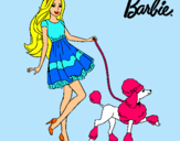 Dibujo Barbie paseando a su mascota pintado por 5469444