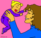 Dibujo Madre con su bebe pintado por yayis