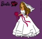 Dibujo Barbie vestida de novia pintado por novia