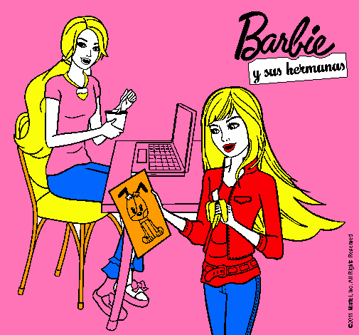 Barbie y su hermana merendando