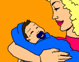 Dibujo Madre con su bebe II pintado por 555555555555