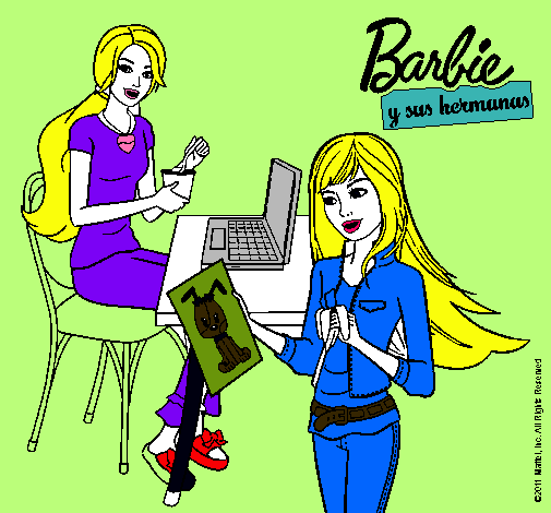 Barbie y su hermana merendando