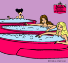 Dibujo Barbie y sus amigas en el jacuzzi pintado por disney