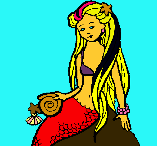 Dibujo Sirena con caracola pintado por catire