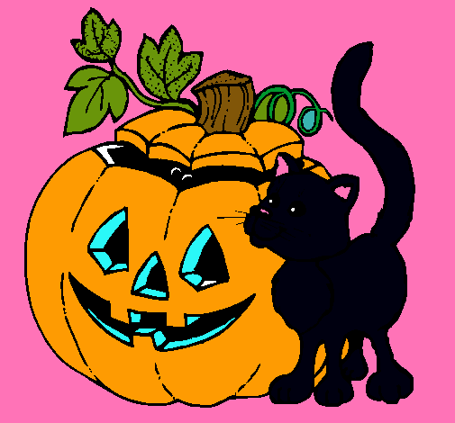 Calabaza y gato