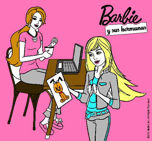 Barbie y su hermana merendando