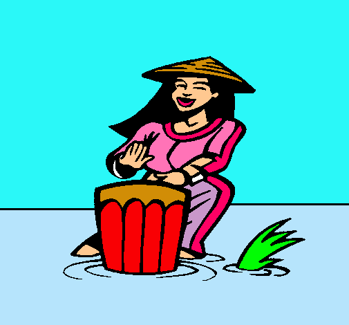 Dibujo Mujer tocando el bongó pintado por elsa1 