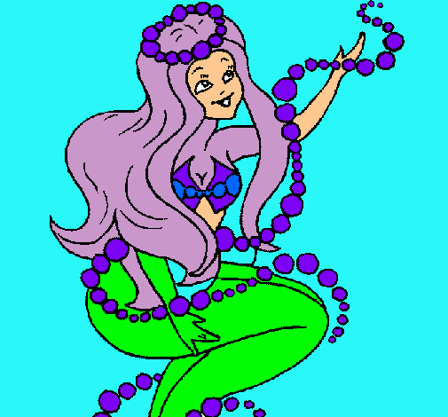 Dibujo Sirena entre burbujas pintado por chaichis