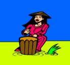 Dibujo Mujer tocando el bongó pintado por BAILARAN
