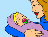 Dibujo Madre con su bebe II pintado por chispa