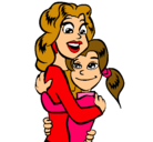 Dibujo Madre e hija abrazadas pintado por PASTEL