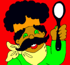 Dibujo Chef con bigote pintado por heredia