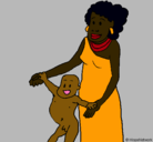 Dibujo Madre e hijo de Guinea pintado por holi