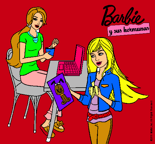 Barbie y su hermana merendando