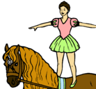 Dibujo Trapecista encima de caballo pintado por bobby