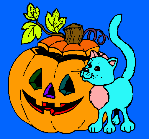 Calabaza y gato