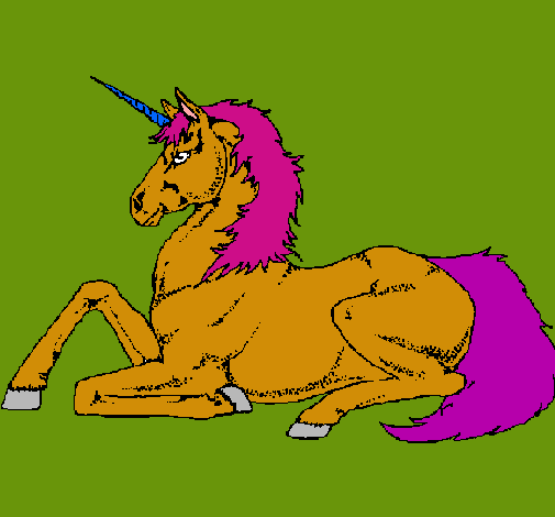 Dibujo Unicornio sentado pintado por alfredoz