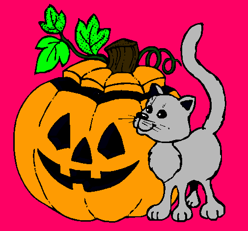 Calabaza y gato