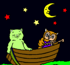 Dibujo Gato y búho pintado por yormeris