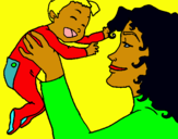 Dibujo Madre con su bebe pintado por zowi