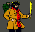 Dibujo Pirata con un loro pintado por SL4Y3R