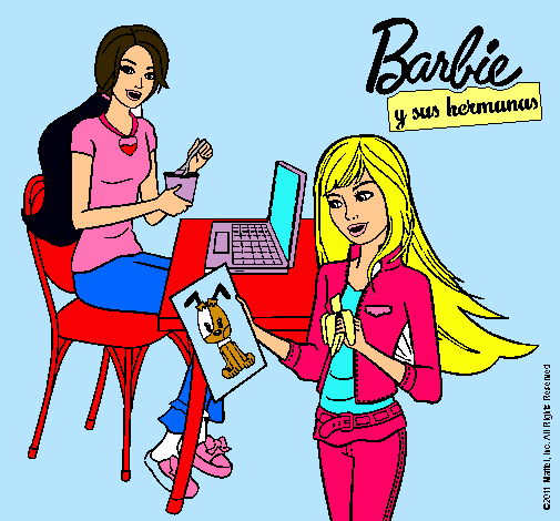 Barbie y su hermana merendando