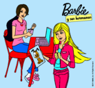 Dibujo Barbie y su hermana merendando pintado por 528760