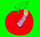 Dibujo Manzana con gusano pintado por magauli