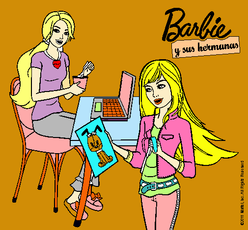 Barbie y su hermana merendando