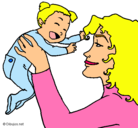 Dibujo Madre con su bebe pintado por sarasofia