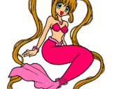 Dibujo Sirena con perlas pintado por peluche