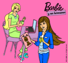 Dibujo Barbie y su hermana merendando pintado por hermanas}