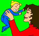 Dibujo Madre con su bebe pintado por yani6
