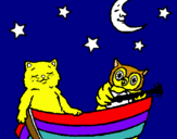 Dibujo Gato y búho pintado por toroloco