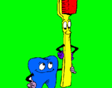 Dibujo Muela y cepillo de dientes pintado por 78i7i