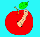 Dibujo Manzana con gusano pintado por genius