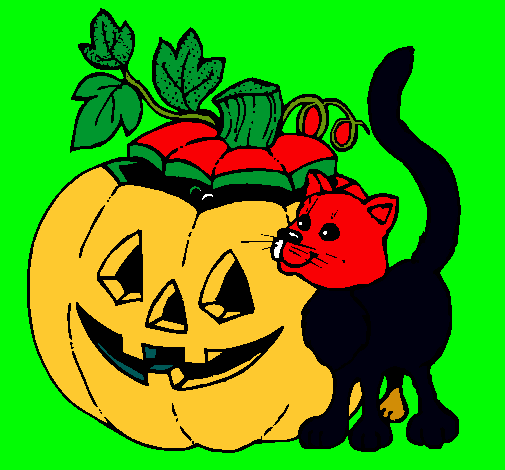 Calabaza y gato