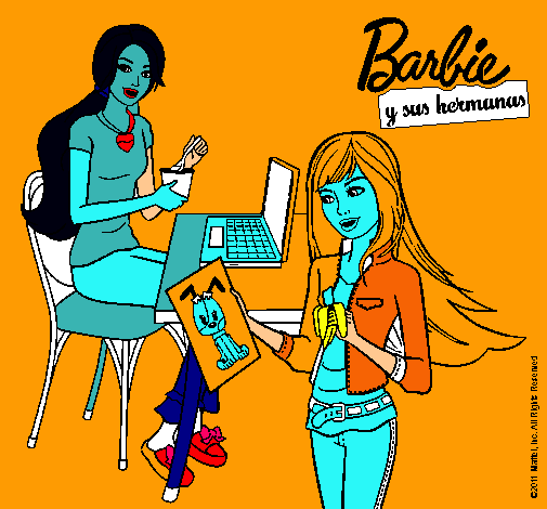 Barbie y su hermana merendando