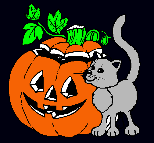 Calabaza y gato