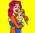 Dibujo Madre e hija abrazadas pintado por agnetta