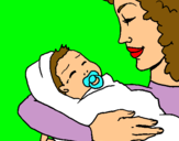 Dibujo Madre con su bebe II pintado por regulo1