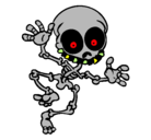 Dibujo Esqueleto contento 2 pintado por esqueleto
