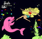 Dibujo Barbie jugando con un delfín pintado por asdefrt