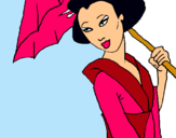 Dibujo Geisha con paraguas pintado por ferni10